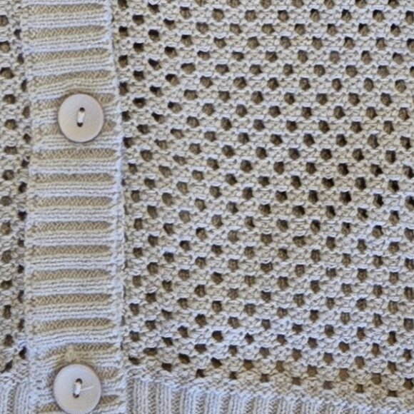 Beige Polo Knit Cardigan XL - Picture 2 of 7
